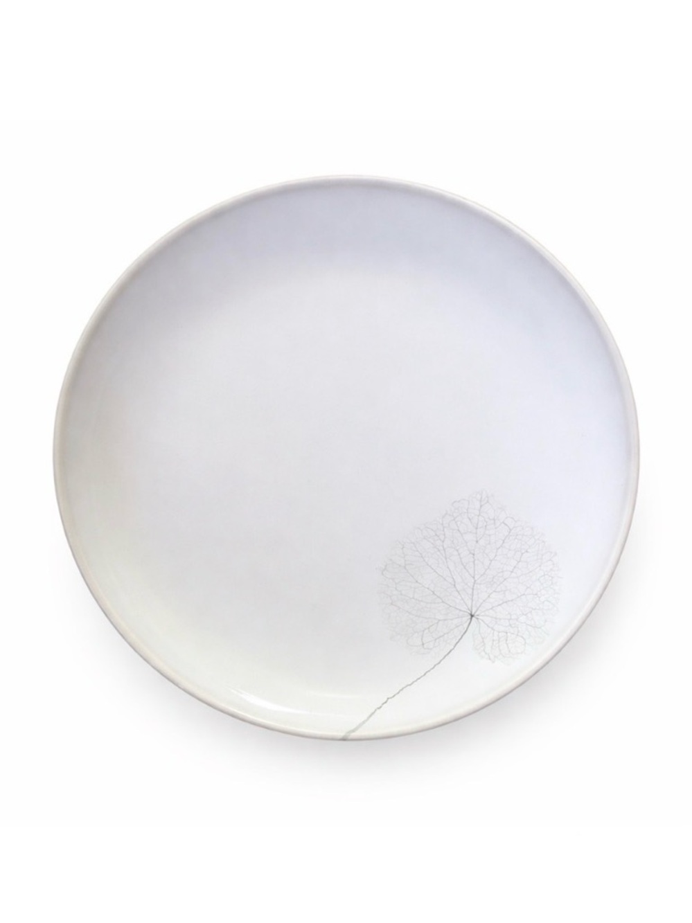 Set of 4 White Ombre Glaze Silk Leaf Dinner Plates 10.5"‎ Filigree Mottahedeh